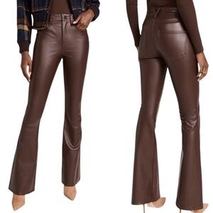 LN Veronica Beard Beverly Brown Faux Leather Skinny Flared High Rise Pants - 27